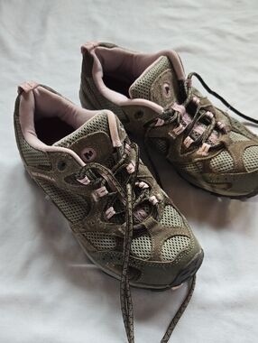 Merrell Olive Green and Pink Women's Hiking Sneakers